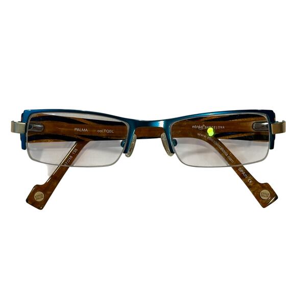 Etina Barcelona Eyeglasses Palma Metal Plastic Blue Orange 47-18-135 - Picture 6 of 10
